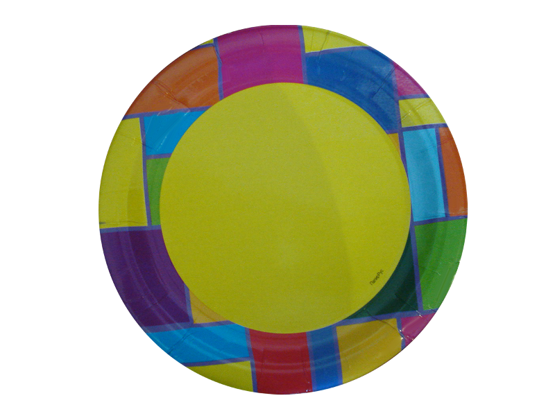 Тарелка картонная 230 мм Цветное рандеву